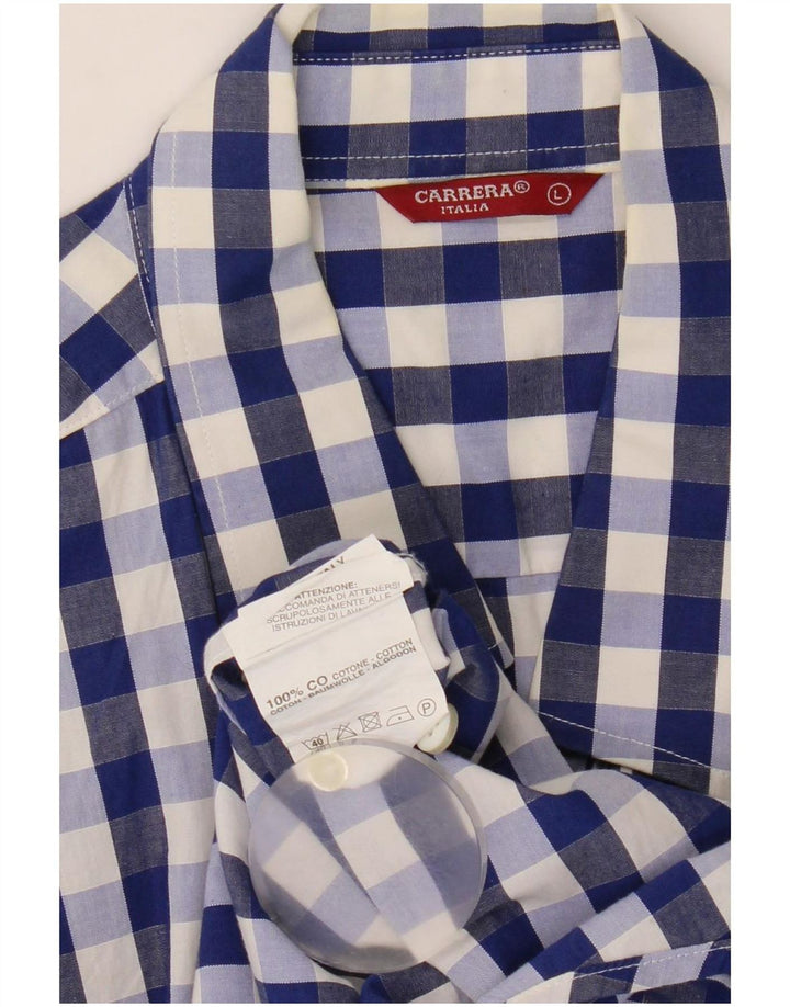 Camicia a maniche corte da uomo Carrera grande in cotone a quadretti blu