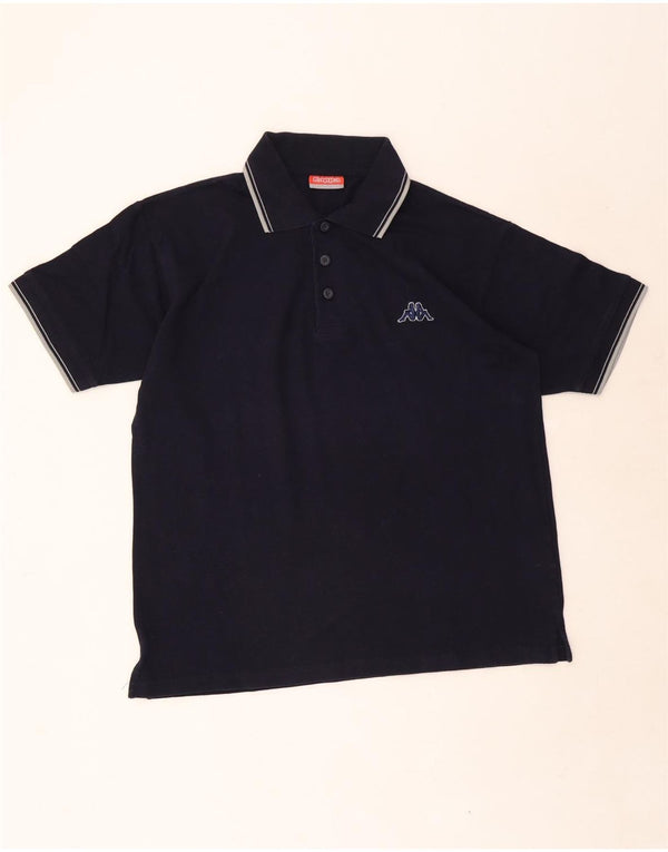 Polo Kappa Uomo Large in cotone a righe blu navy