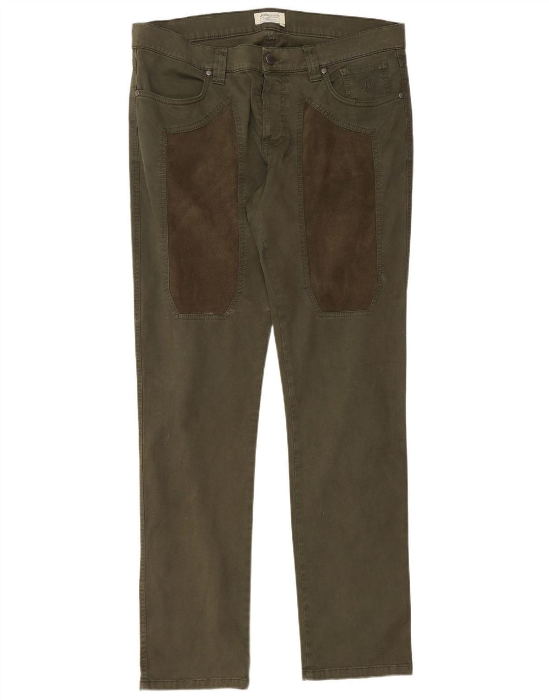 JECKERSON Mens Slim Casual Trousers W36 L33 Khaki Cotton