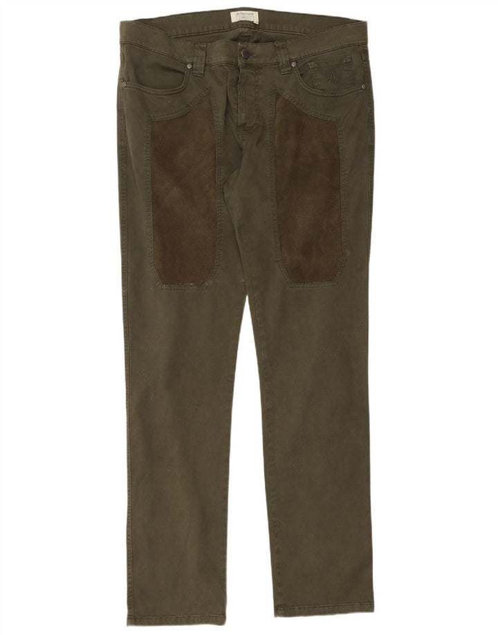 JECKERSON Mens Slim Casual Trousers W36 L33 Khaki Cotton