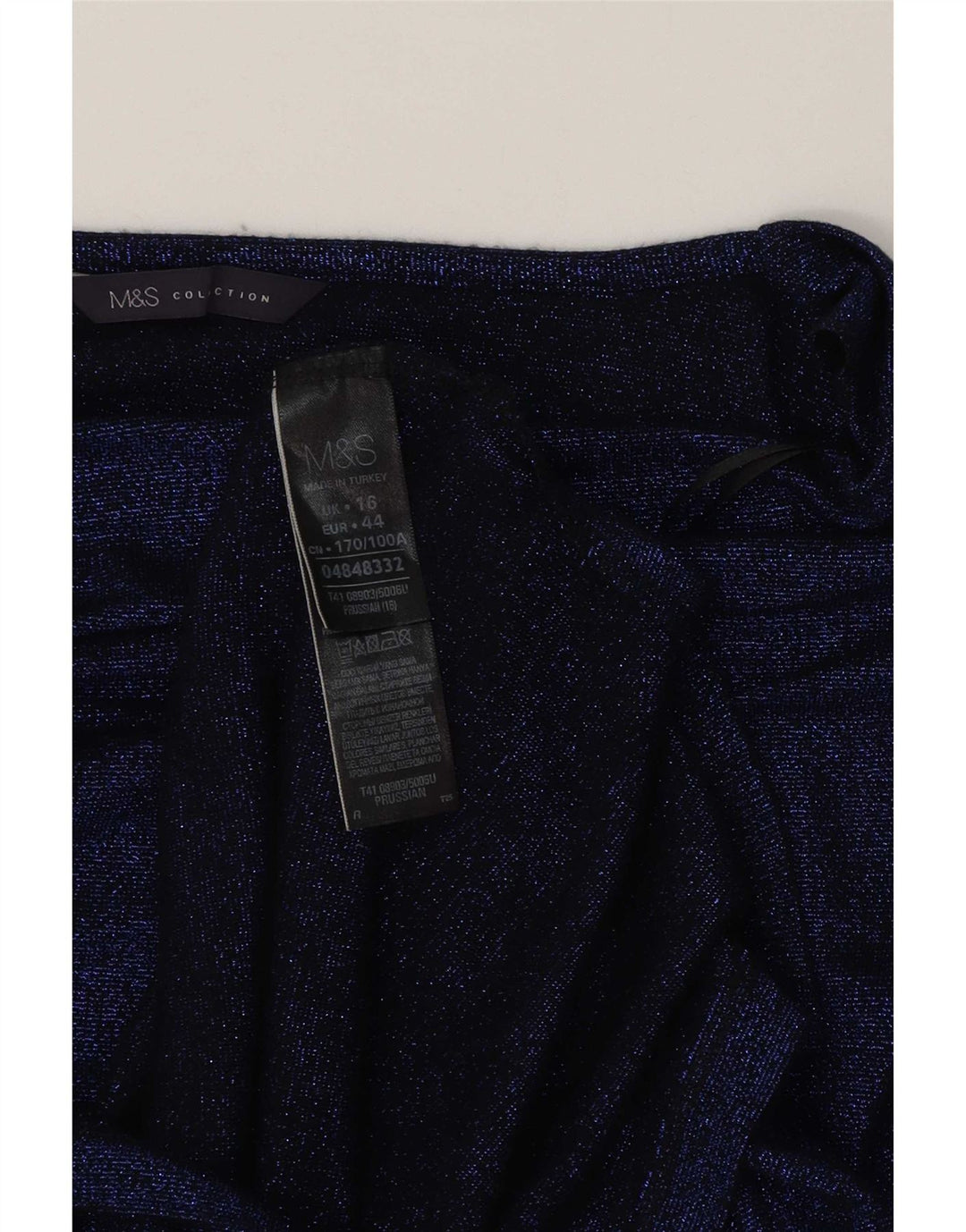 Top lungo da donna Marks & Spencer manica 3/4 UK 16 grande viscosa blu