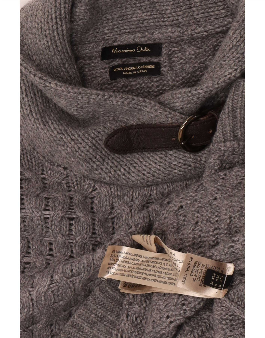 Massimo Dutti Maglione poncho da donna con collo a scialle UK 14 Lana grigio medio