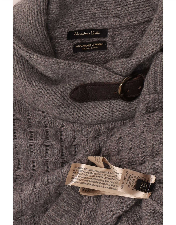 Massimo Dutti Maglione poncho da donna con collo a scialle UK 14 Lana grigio medio