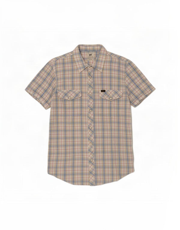 Camicia a maniche corte da uomo Lee in cotone a quadri multicolore grande