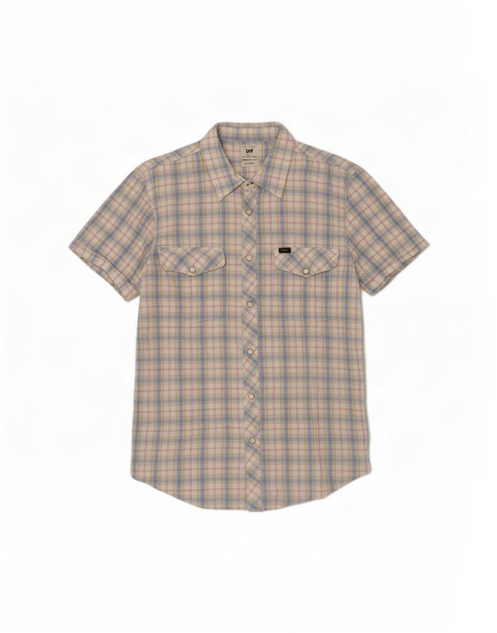 Camicia a maniche corte da uomo Lee in cotone a quadri multicolore grande
