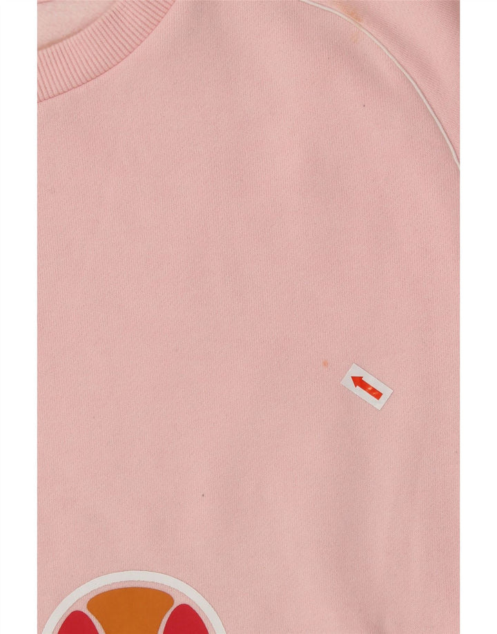 ELLESSE Womens Crop Graphic Sweatshirt Jumper UK 12 Medium Pink Vintage Ellesse and Second-Hand Ellesse from Messina Hembry 