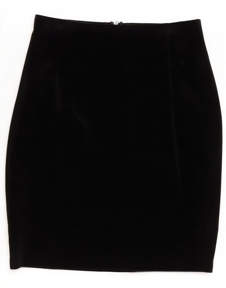 Minigonna vintage da donna in velluto media W28 nera