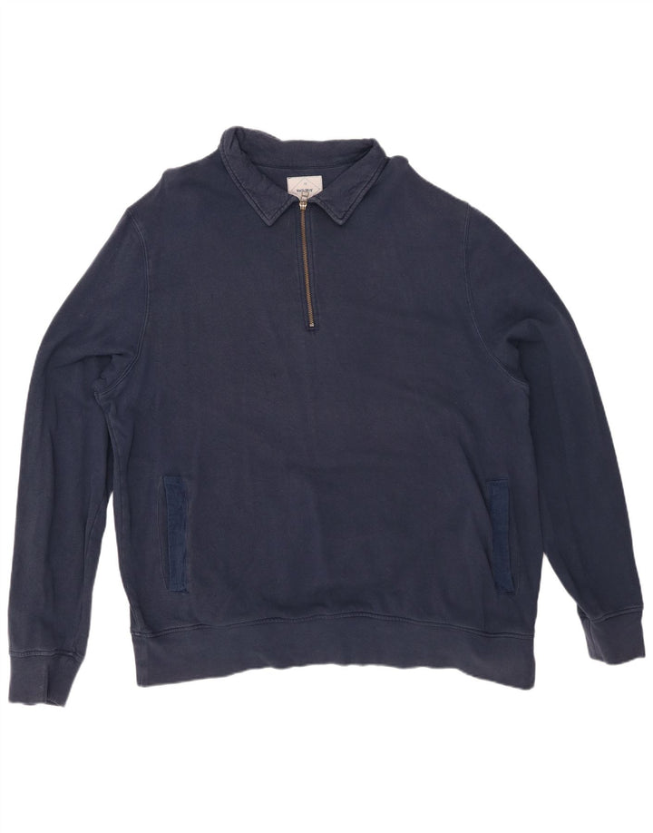 WHITE STUFF Felpa da uomo con collo alto Maglione 2XL Cotone blu navy