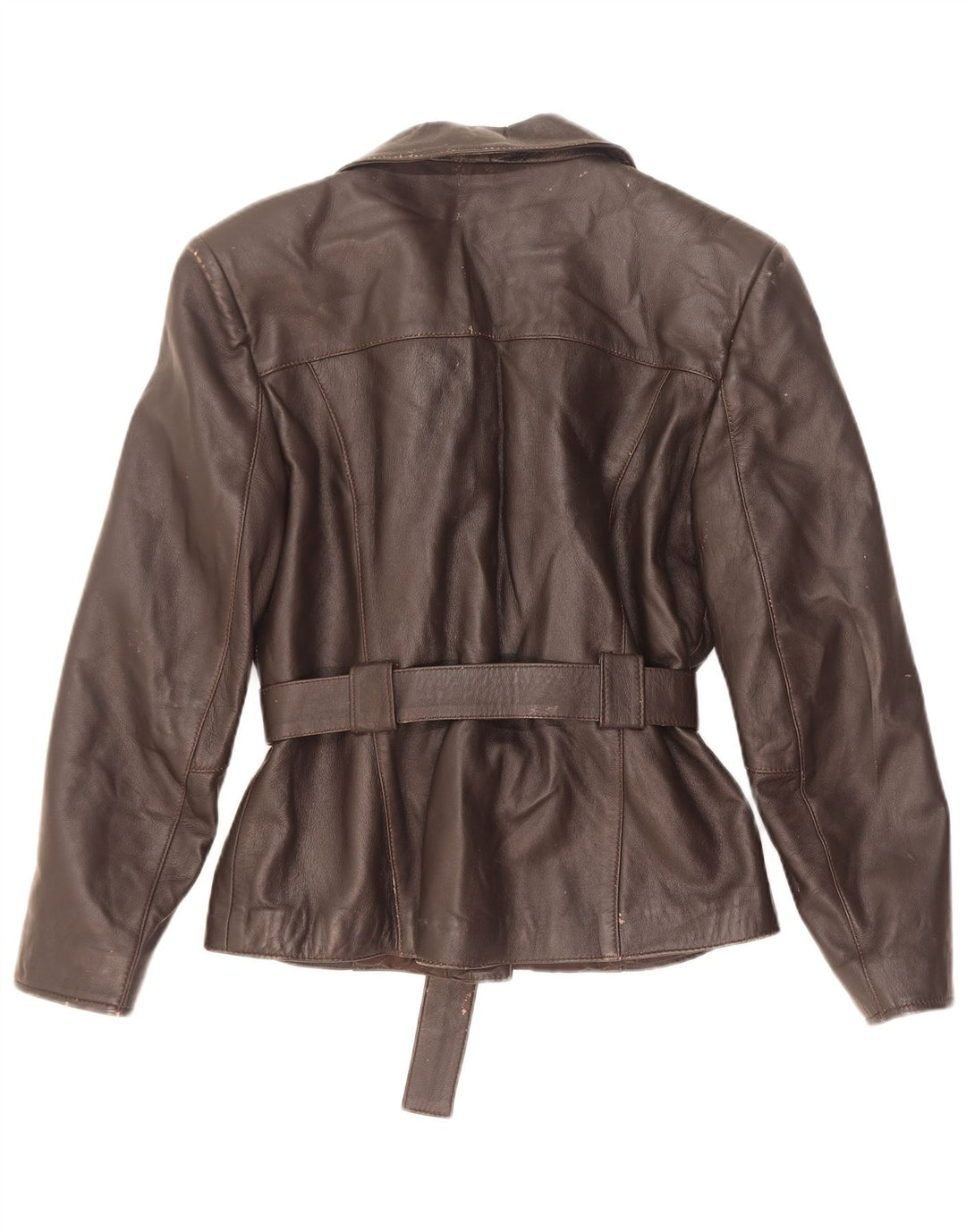 Giacca in pelle vintage da donna UK 10 piccola marrone