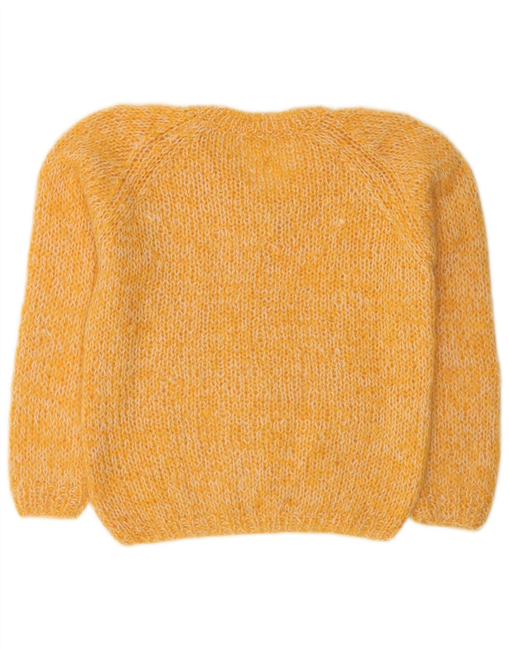 Maglione maglione vintage da donna con scollo a V UK 14 giallo medio