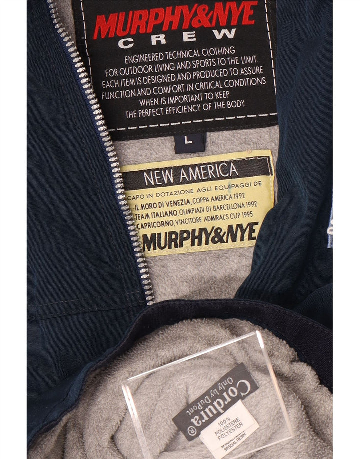 MURPHY & NYE Giubbotto bomber grafico da uomo UK 40 Large Poliestere blu navy