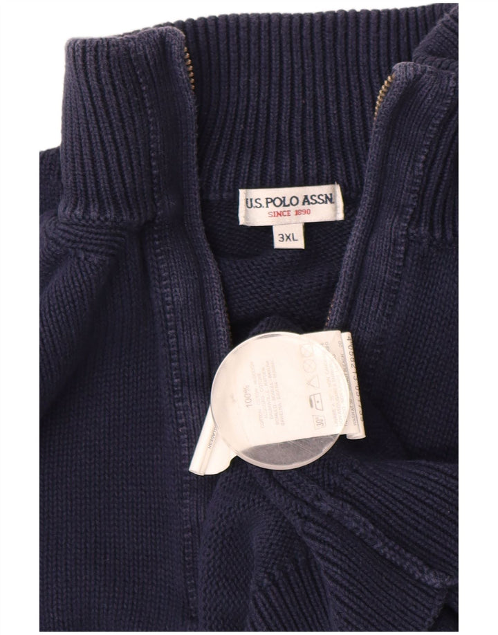 POLO ASSN. Maglione da uomo con collo con zip 3XL in cotone blu navy