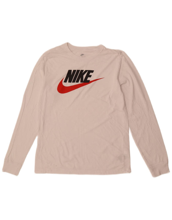 Nike Top grafico da uomo a maniche lunghe in cotone bianco medio
