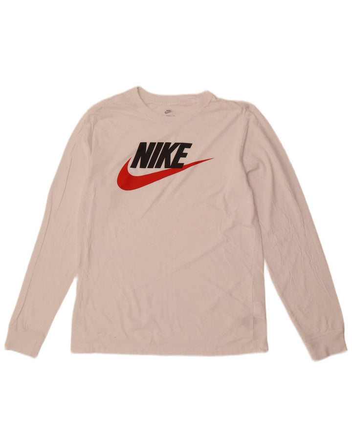 Nike Top grafico da uomo a maniche lunghe in cotone bianco medio