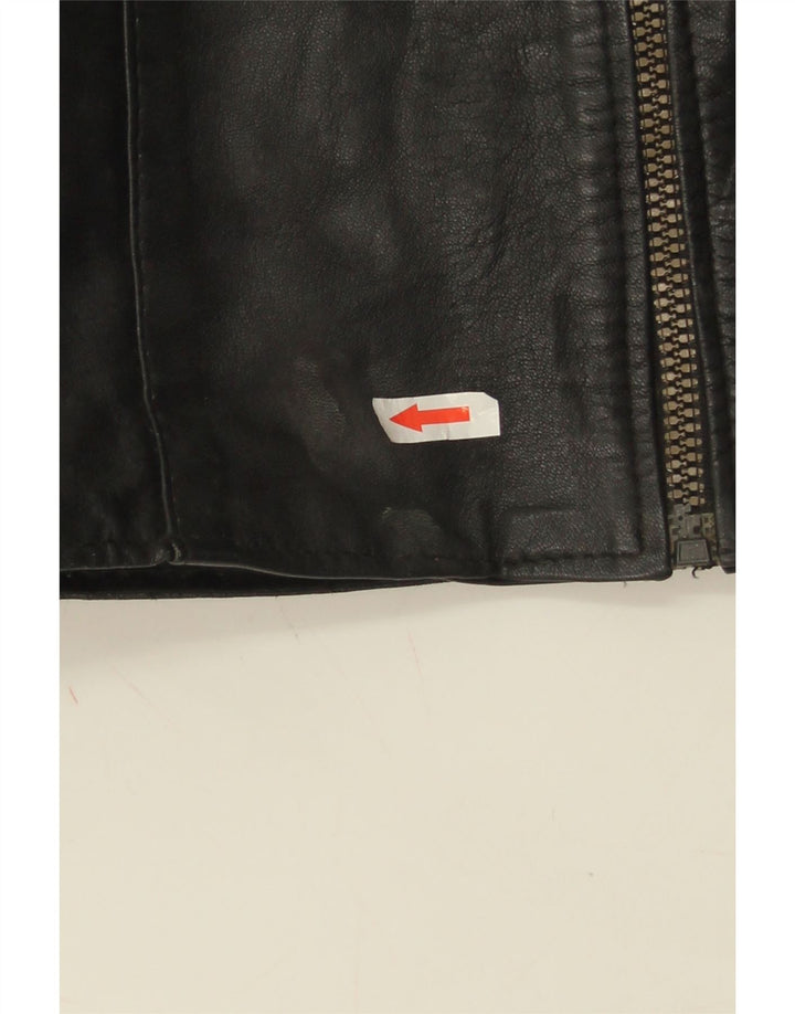 Gilet in pelle da donna vintage UK 10 piccolo nero