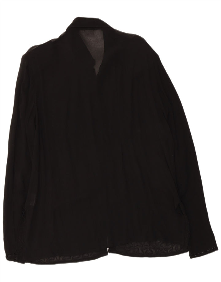 Camicetta camicia trasparente da donna Andrea Mare UK 16 grande viscosa nera