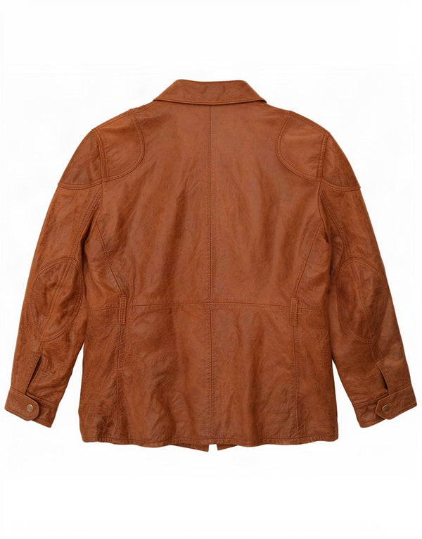 Giacca utilitaria in pelle vintage da uomo IT 54 2XL Marrone