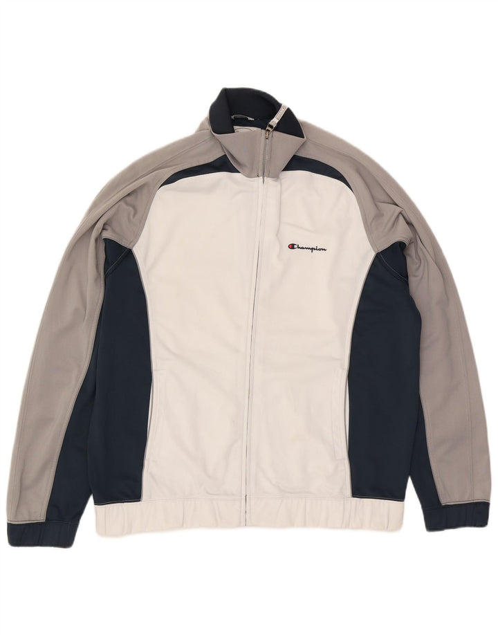 Giacca da tuta da uomo Champion, grande, poliestere color block bianco