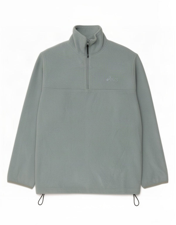 Maglione in pile da uomo Asics con zip e collo in poliestere blu medio