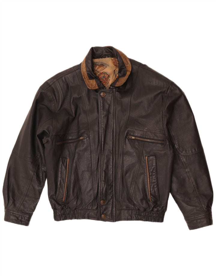 Giubbotto bomber in pelle da uomo C&A EU 48 medio nero