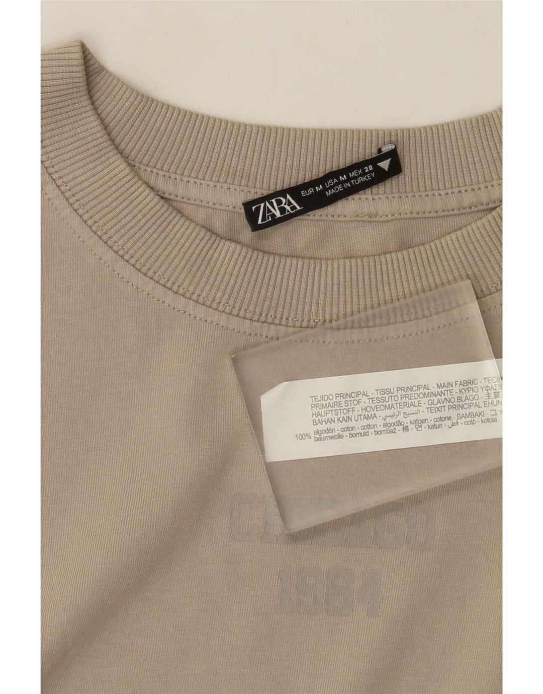 Top Zara da donna oversize a maniche lunghe in cotone beige medio