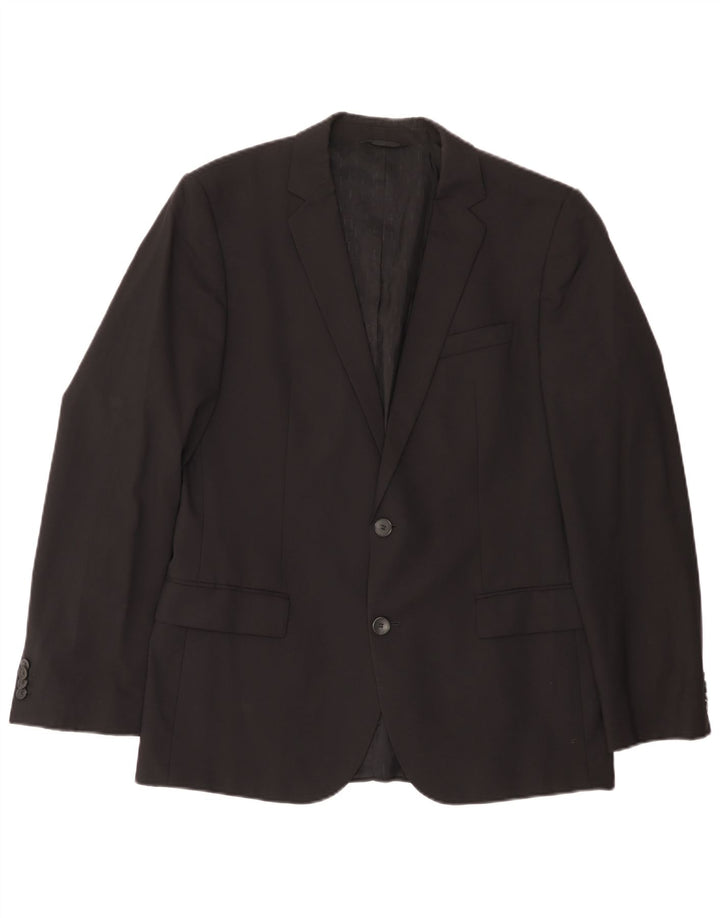 Giacca blazer da uomo a 2 bottoni Hugo Boss EU 50 grande lana nera