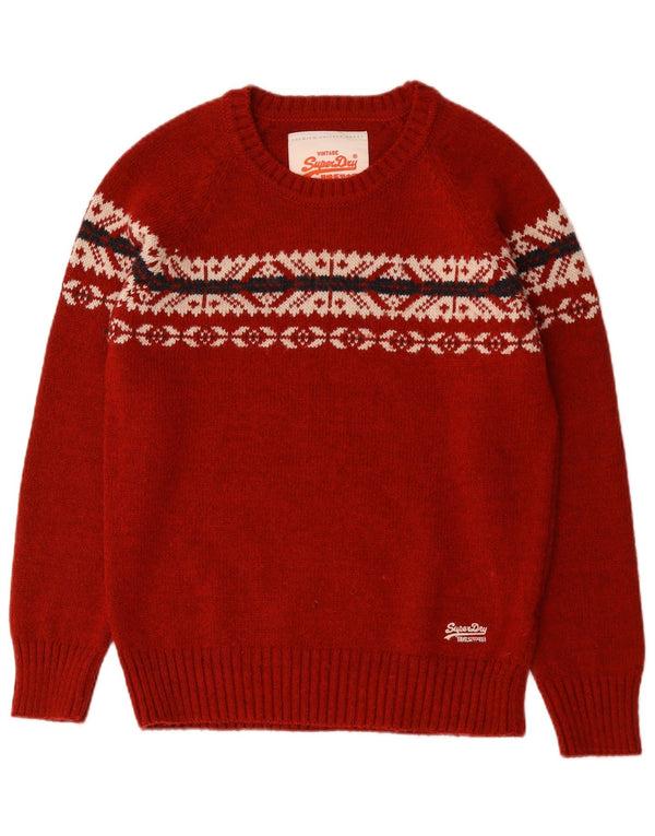 Maglione da uomo con scollo a barca Superdry XL rosso Fair Isle acrilico