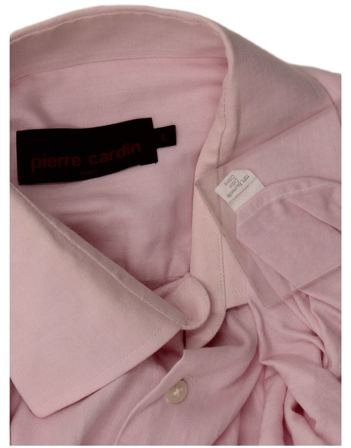 PIERRE CARDIN Camicia Uomo Large Rosa Cotone Spinato