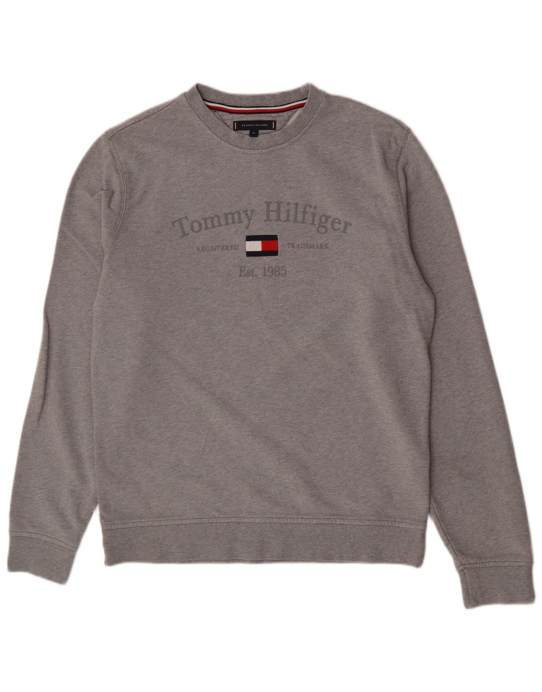 Felpa grafica da uomo Tommy Hilfiger Maglione XL Cotone grigio