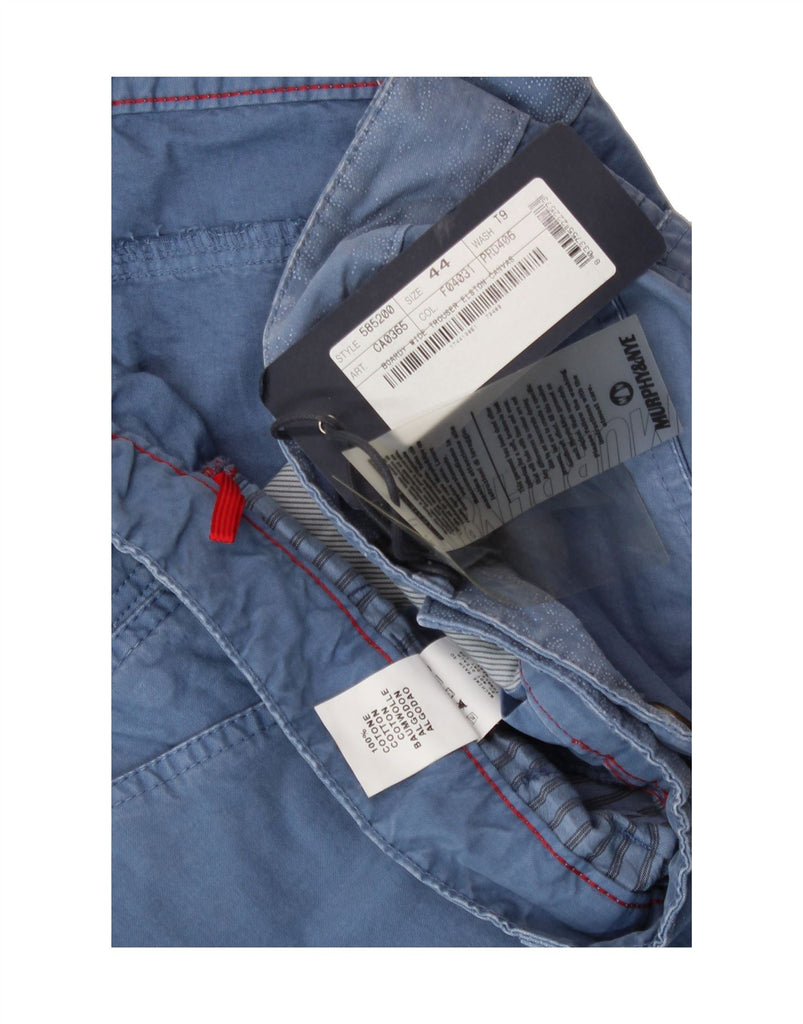 MURPHY & NYE Mens Straight Chino Trousers  W44 L37 Blue Cotton Vintage Murphy & Nye and Second-Hand Murphy & Nye from Messina Hembry 