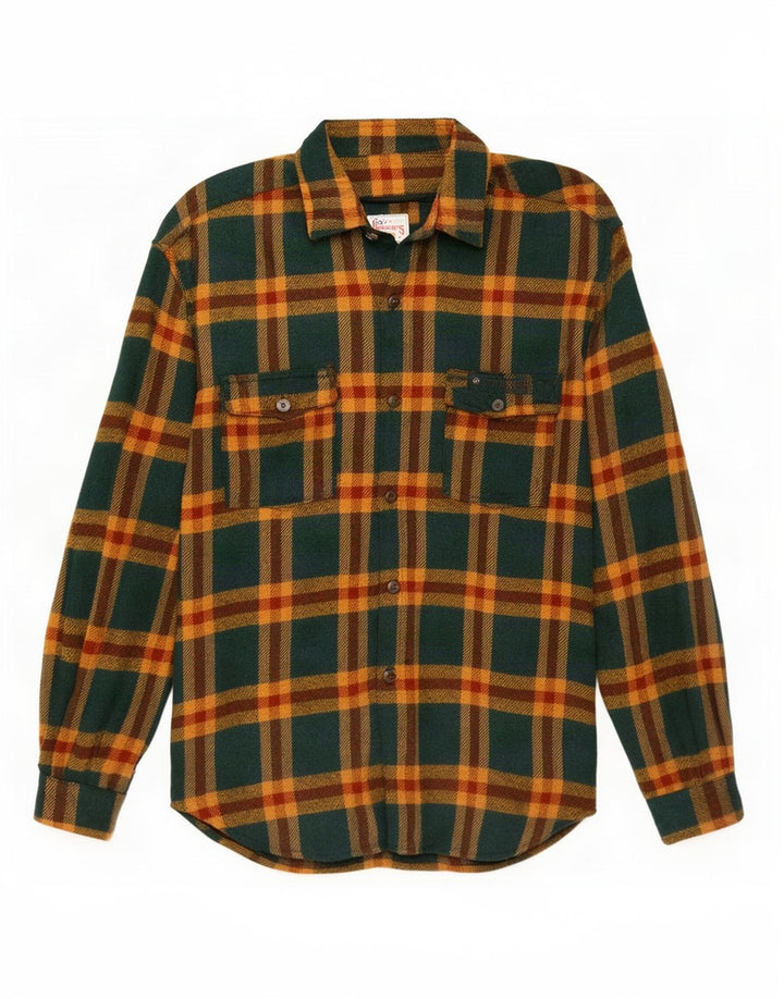 Roy Rogers Camicia da uomo in flanella con motivo a quadri verdi grandi