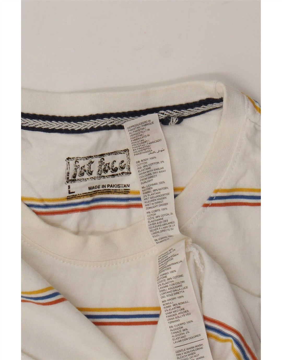 T-shirt da uomo Fat Face Top in cotone a righe bianche grandi