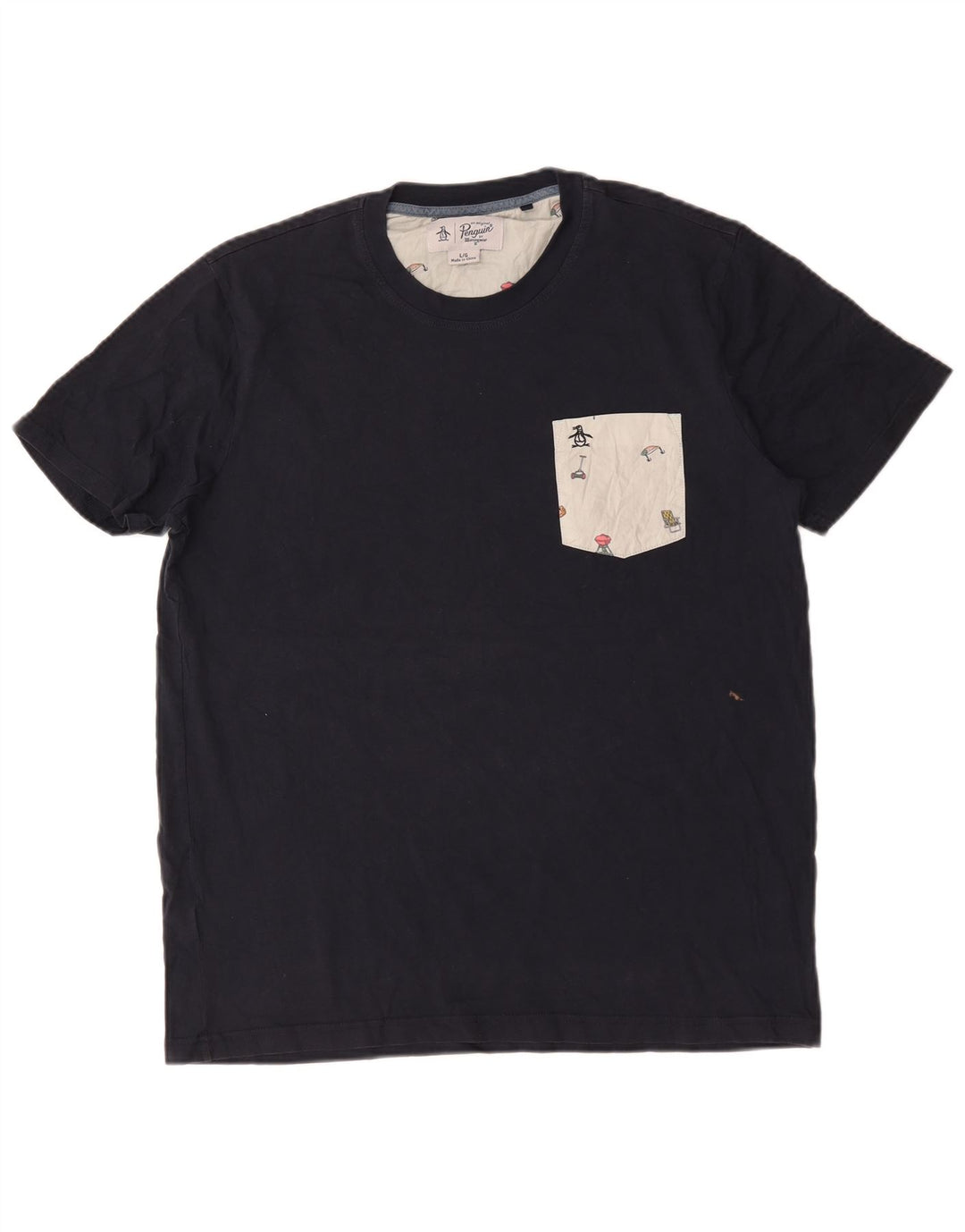T-shirt da uomo Penguin Top grande in cotone blu navy