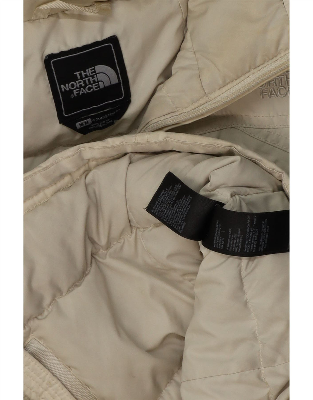 THE NORTH FACE Giacca imbottita con cappuccio da donna UK 14 medio bianco sporco