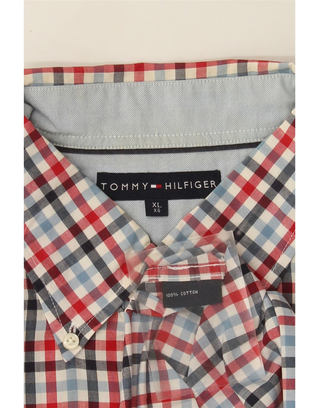 Camicia da uomo Tommy Hilfiger XL in cotone a quadretti multicolore
