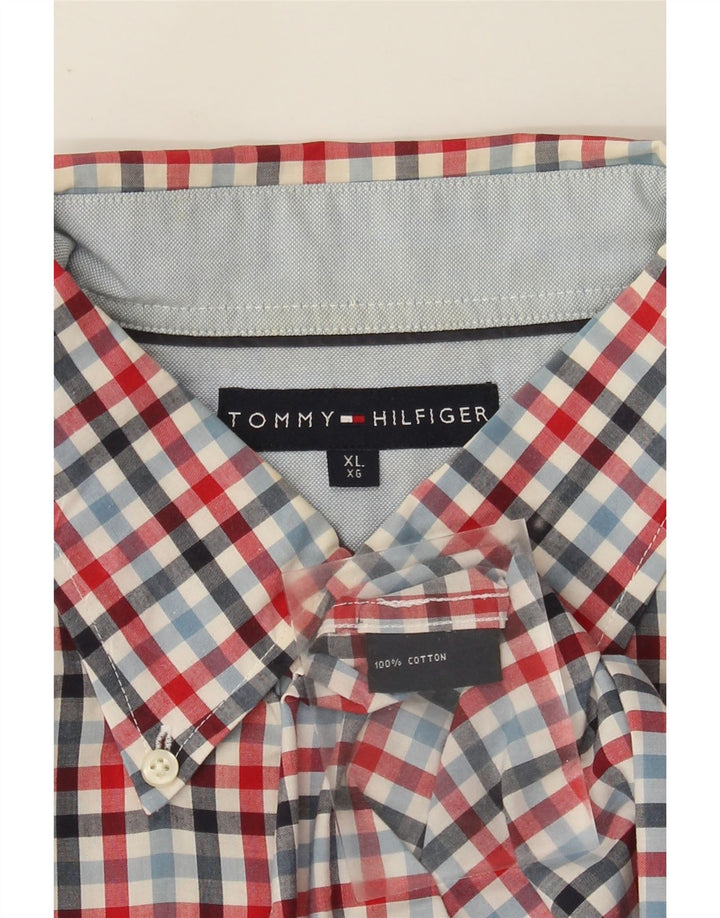 Camicia da uomo Tommy Hilfiger XL in cotone a quadretti multicolore