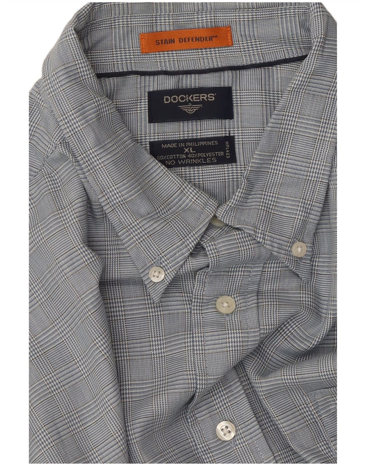 DOCKERS Camicia da uomo Stain Defender XL in cotone a quadri blu