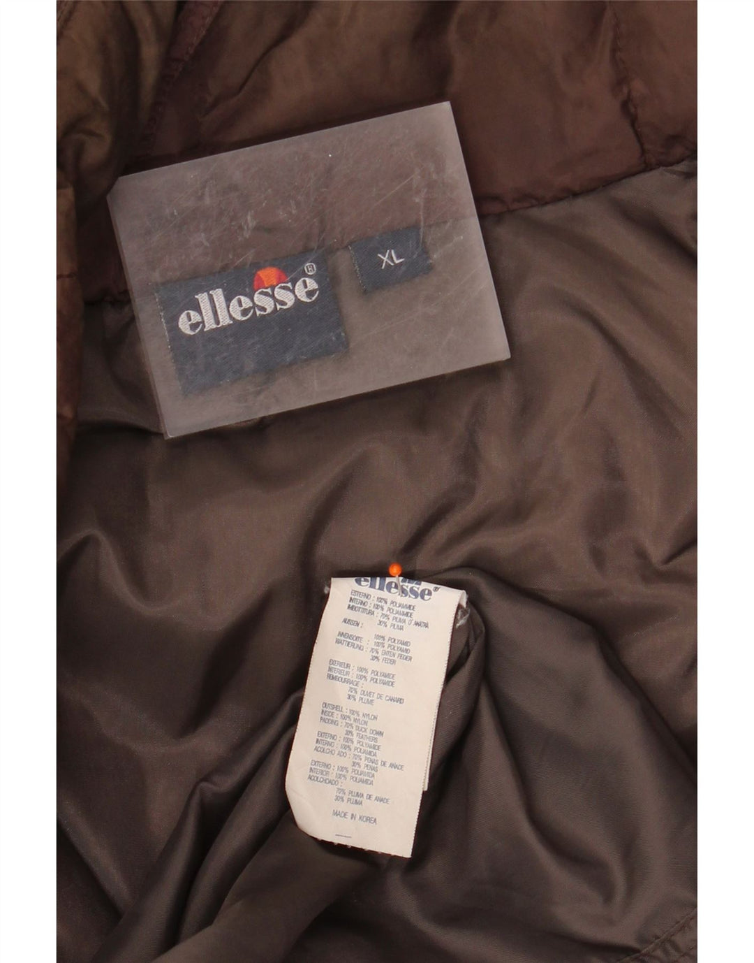 ELLESSE Giacca imbottita da uomo UK 42 XL Marrone Poliammide