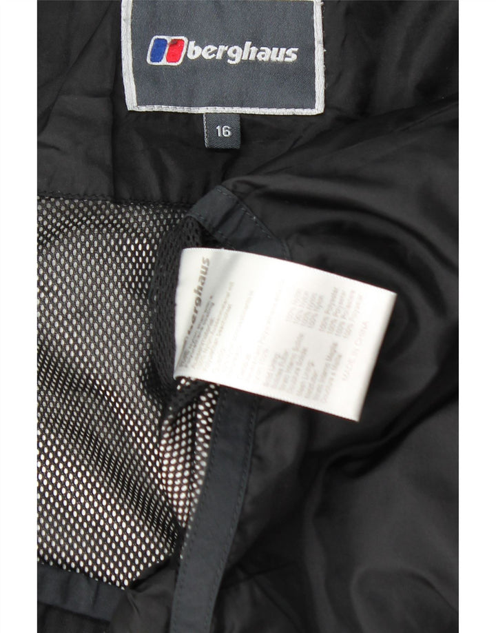 Giacca antipioggia oversize con cappuccio da donna Berghaus UK 16 grande nylon nero