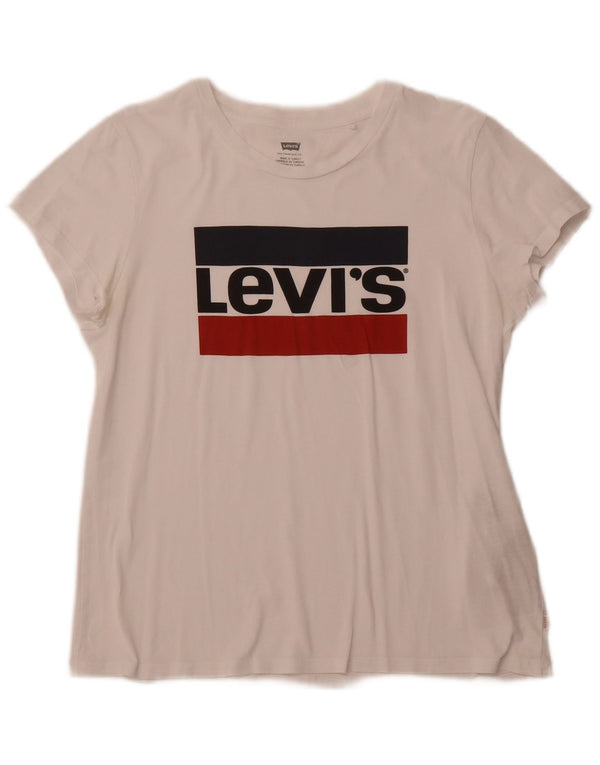 T-shirt grafica da donna LEVI'S Top UK 12 cotone bianco medio
