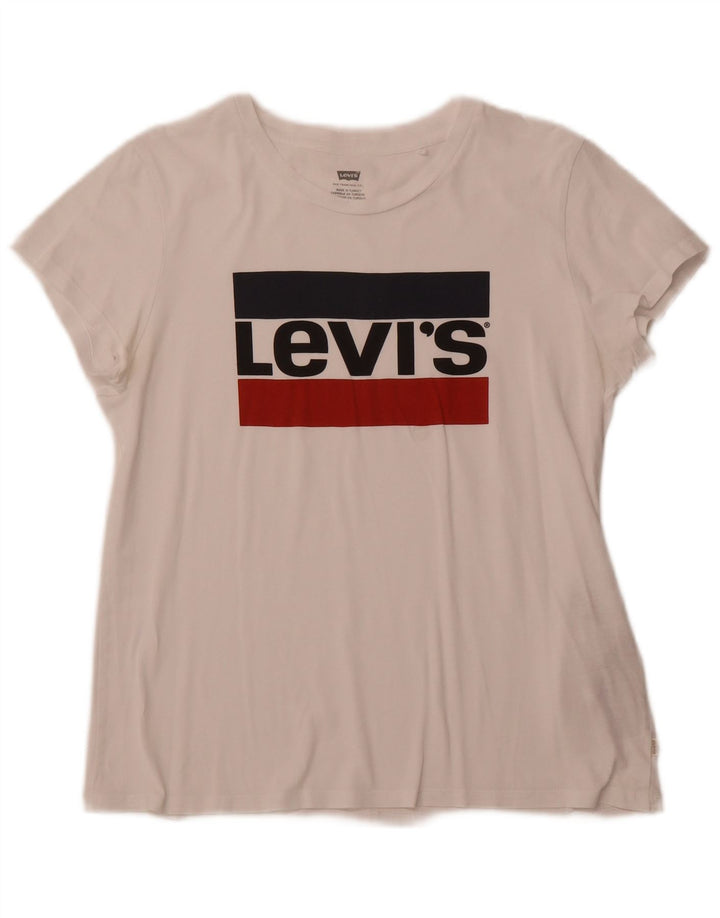T-shirt grafica da donna LEVI'S Top UK 12 cotone bianco medio