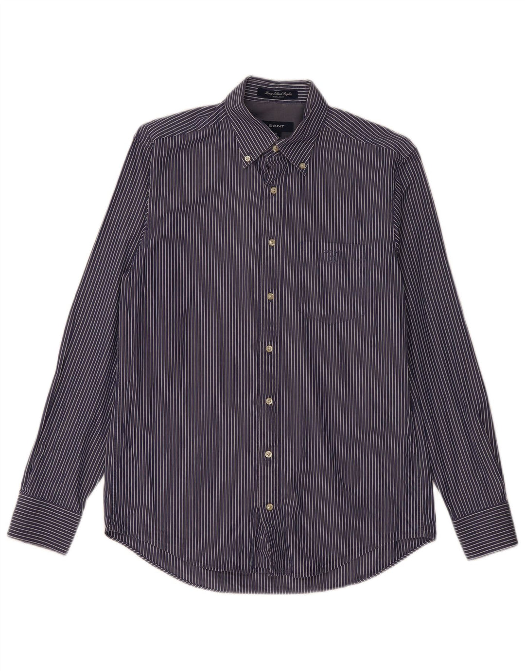 GANT Camicia da uomo vestibilità regolare in cotone gessato medio blu navy