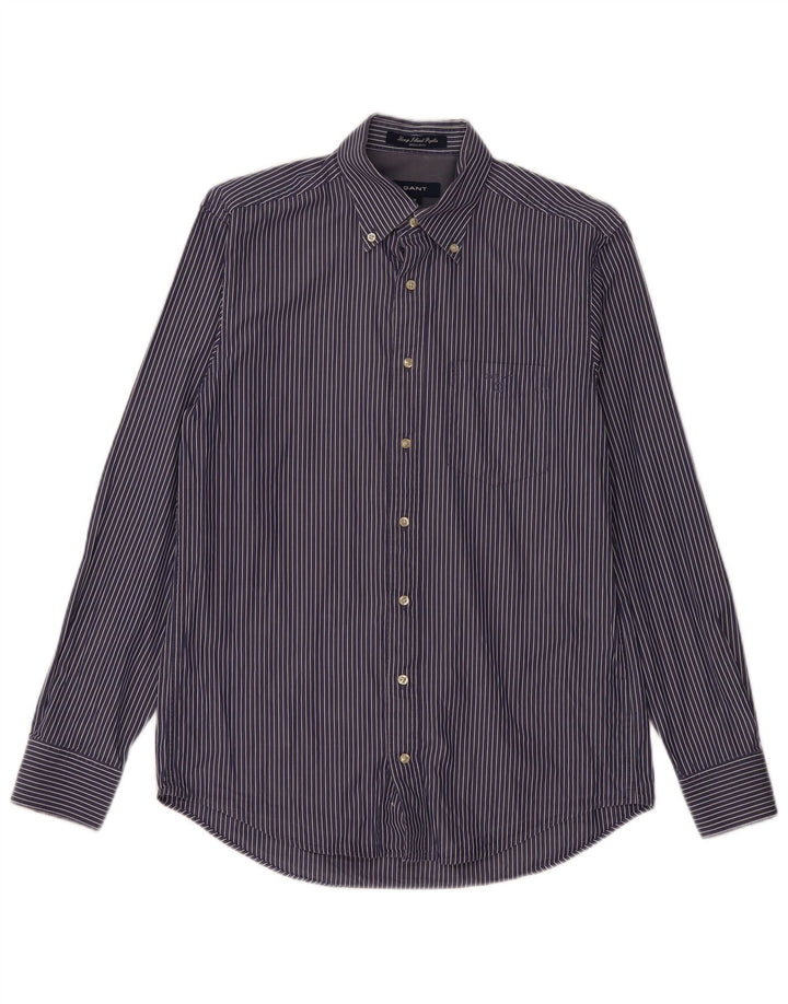 GANT Camicia da uomo vestibilità regolare in cotone gessato medio blu navy