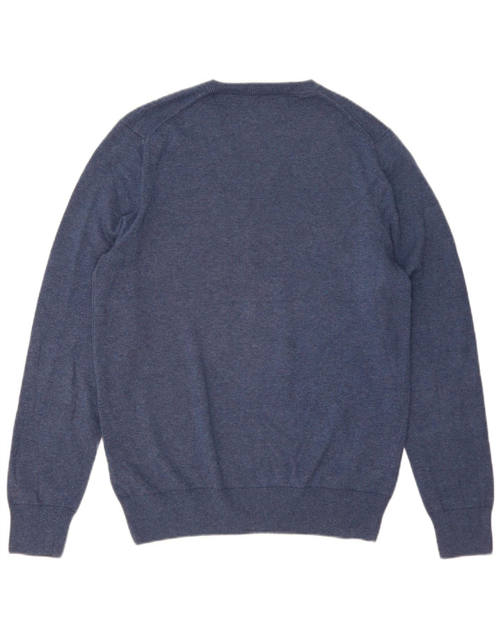 Maglione da uomo con scollo a V Marks & Spencer in cotone blu medio