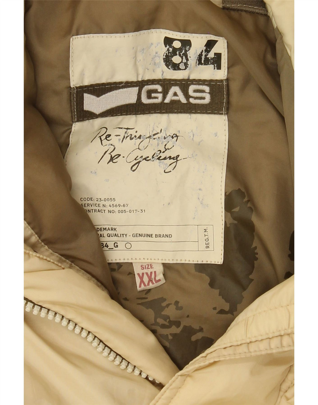 Giacca imbottita con cappuccio grafica da uomo Gas UK 44 2XL Beige