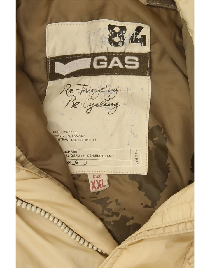 Giacca imbottita con cappuccio grafica da uomo Gas UK 44 2XL Beige