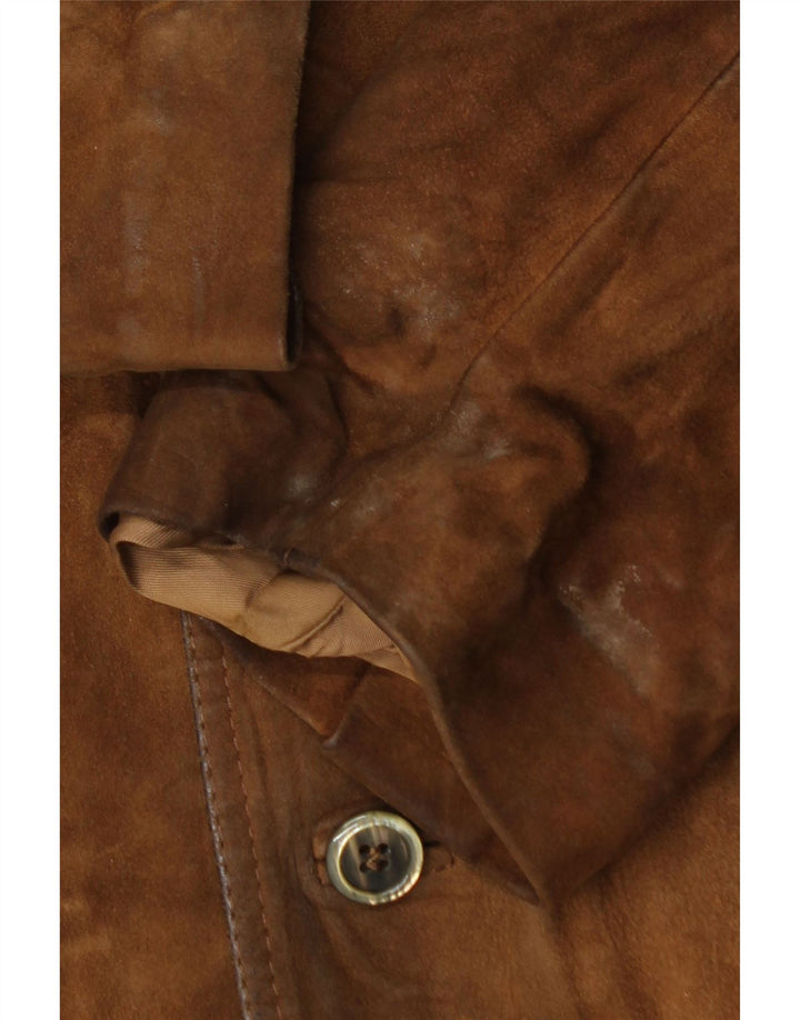 Giacca vintage in pelle scamosciata da uomo UK 36 piccola in pelle marrone