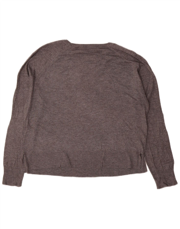Maglione oversize con scollo a barca da donna Zara UK 10 piccolo in viscosa grigia