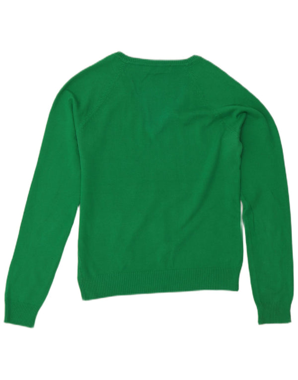 Maglione corto con scollo a V da donna Zara UK 12 Cotone verde medio