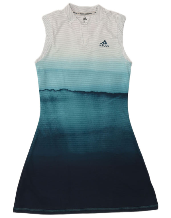 Abito da tennis senza maniche da donna Adidas UK 8/10 Small Blue Striped